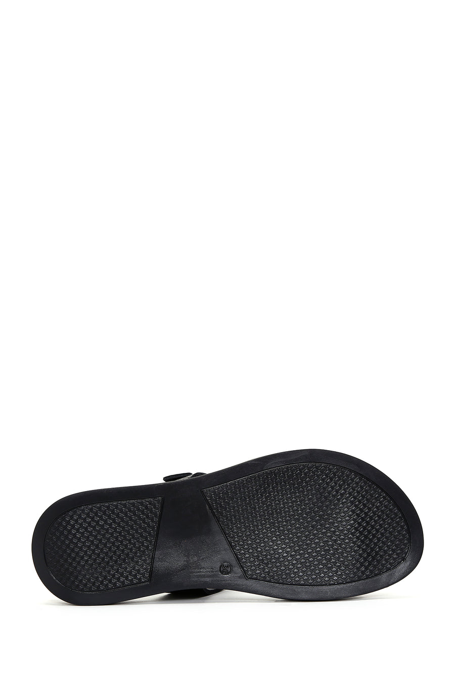 Women's Black Leather Flip-Flop Comfort Slippers
