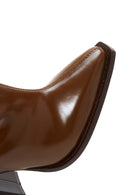 Women's Brown Leather High Heeled Boots | Derimod