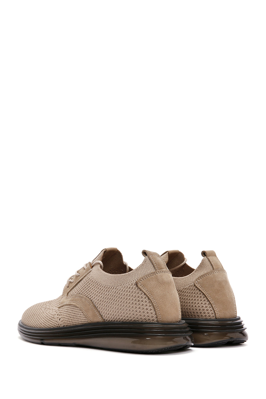 Erkek Vizon Kalın Tabanlı Nubuk Detaylı Bağcıklı Kumaş Sneaker