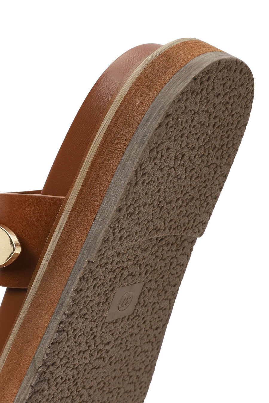 Women's Tan Buckled Slippers