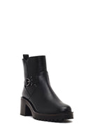 Women's Black Zippered Thick Heeled Boots | Derimod