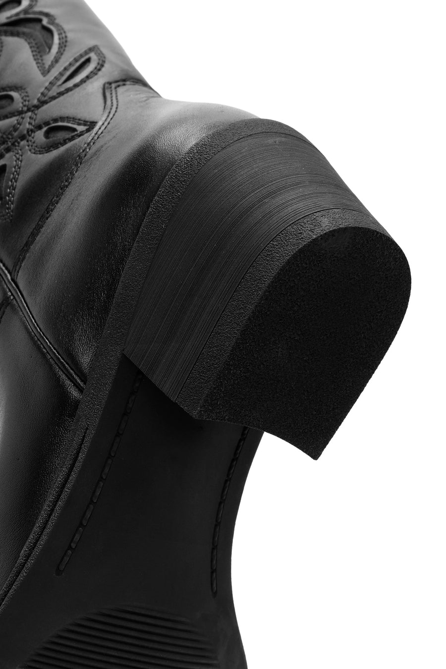 Women's Black Leather Cowboy Boots