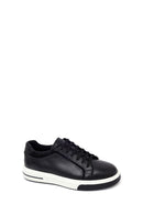 Male Black Lace-Up Thick-Soled Leather Sneaker | Derimod