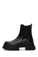 Women's Black Chunky Leather Chelsea Boots | Derimod