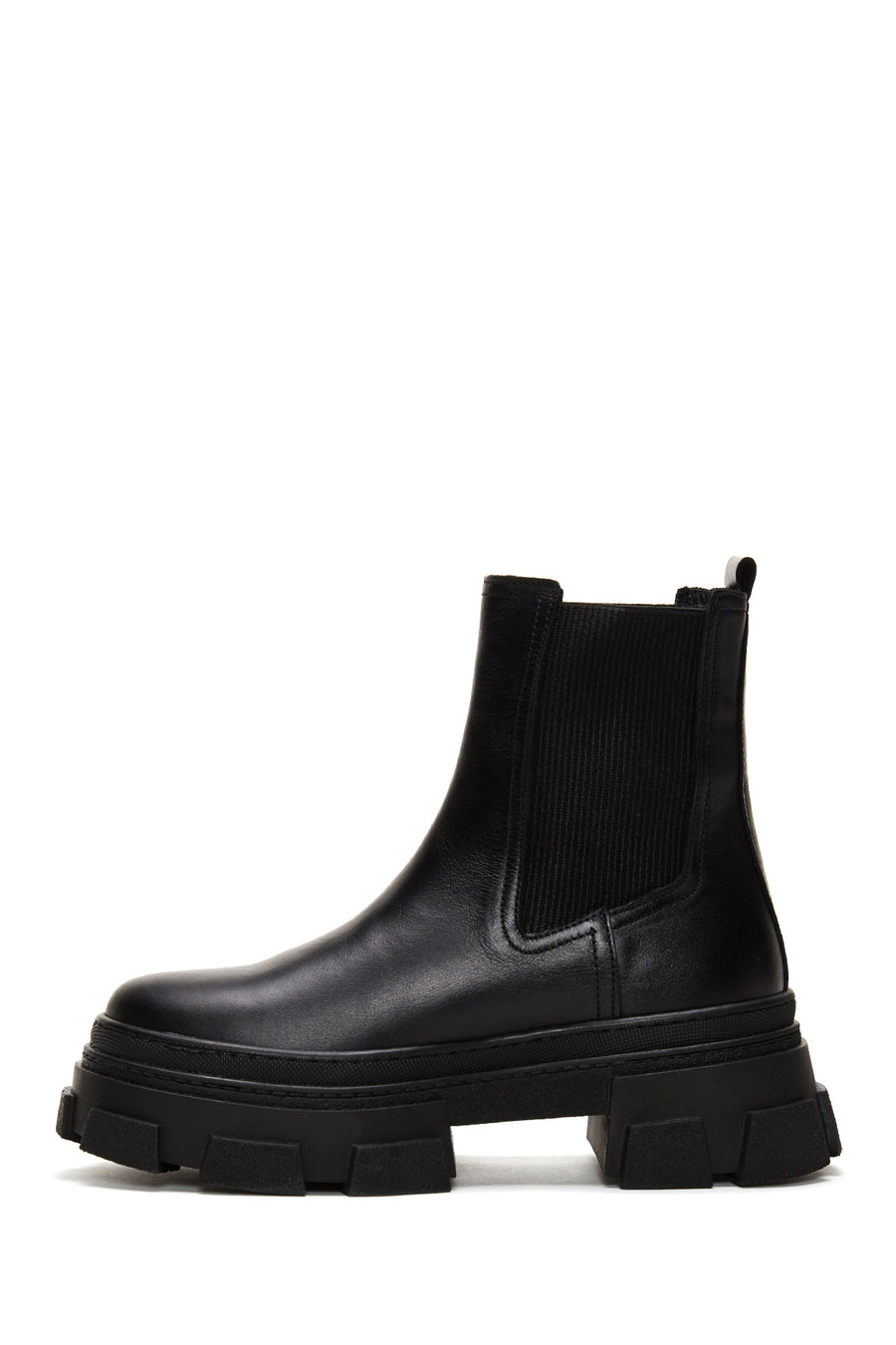 Women's Black Chunky Leather Chelsea Boots