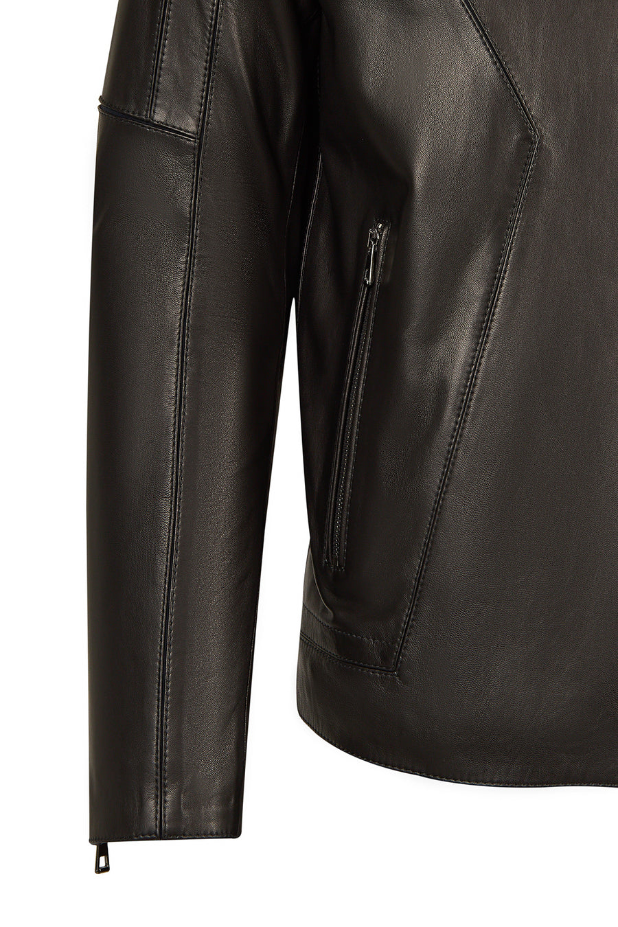 Musiala Erkek Siyah Slim-Fit Deri Ceket