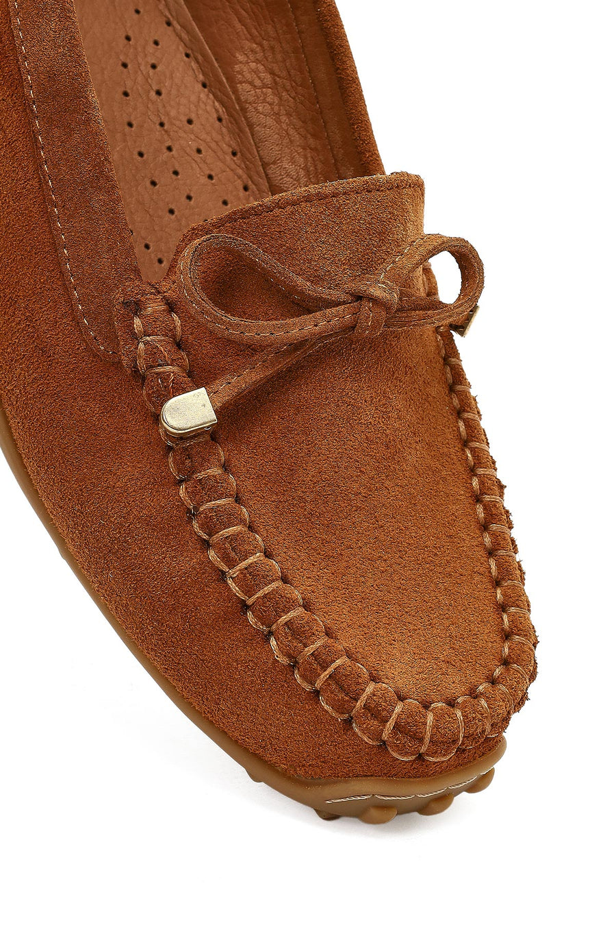 Women's Tan Tasselled Suede Leather Loafer