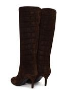 Woman Brown Thin-Heeled Leather Boots | Derimod
