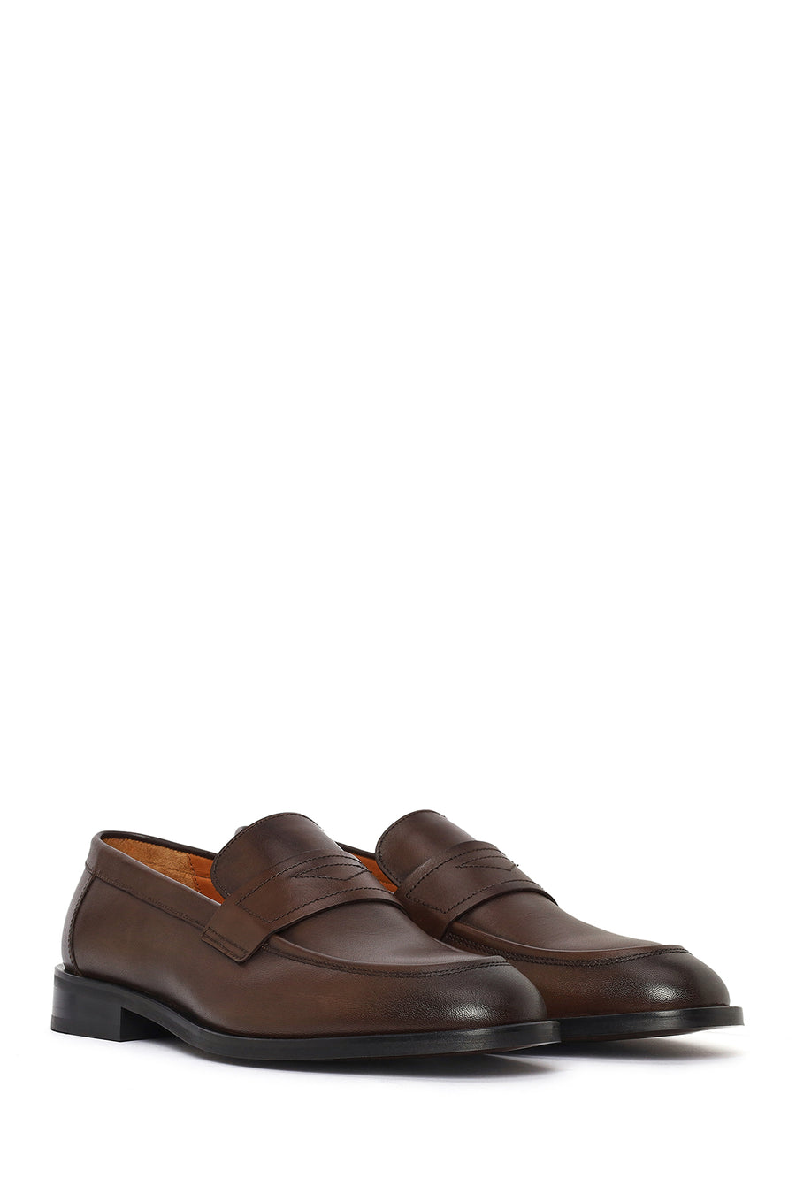 Erkek Kahverengi Deri Klasik Loafer