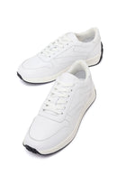 Woman White Lace-Up Leather Sneaker | Derimod