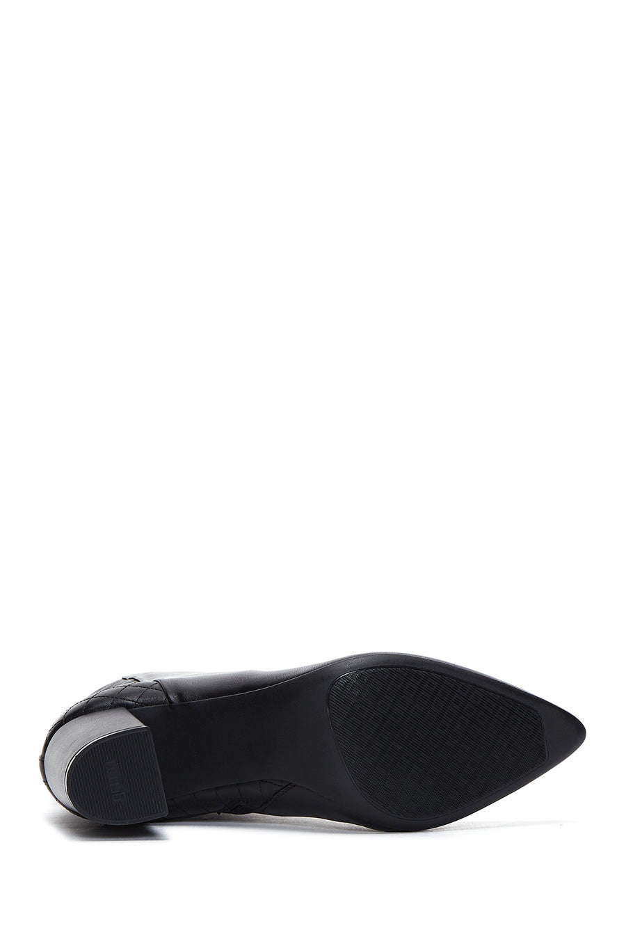 Women's Black Heeled Zippered Casual Leather Boots
