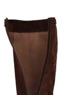 Women's Brown Zip-Up Chunky Sole Suede Leather Boots | Derimod