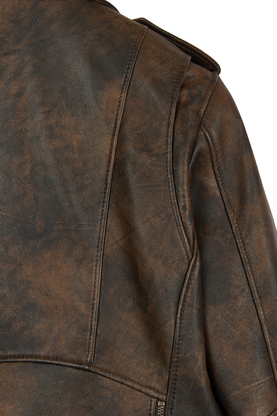 Newage Woman Brown Slim-Fit Biker Leather Jacket