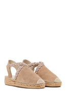 Women's Beige Suede Leather Espadrille | Derimod