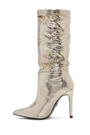Women's Gold Thin Heeled Boots | Derimod
