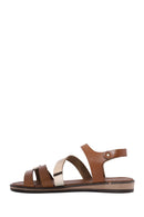 Women's Gold Buckle Metallic Leather Bodrum Sandals | Derimod