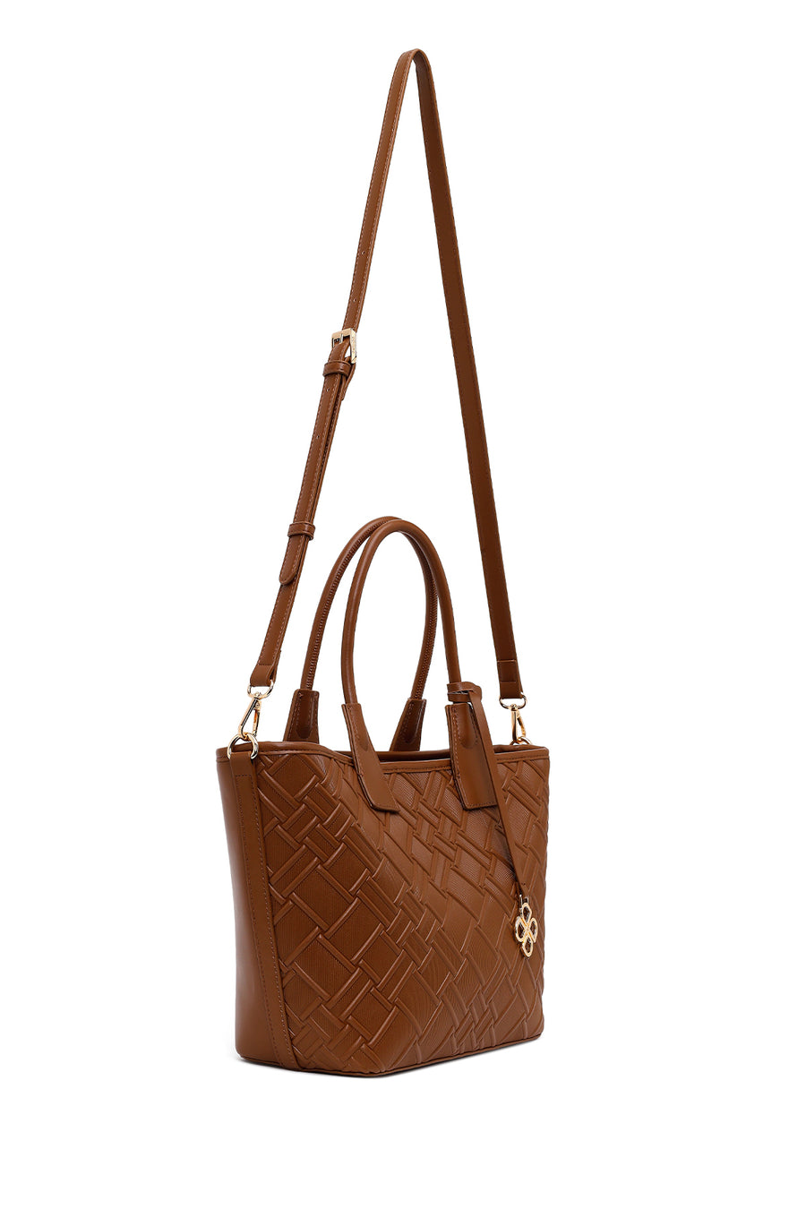 Woman Brown Long-Strap Printed Shoulder Bag