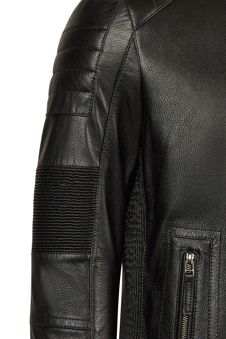 Lavine Erkek Siyah Slim-Fit Deri Ceket