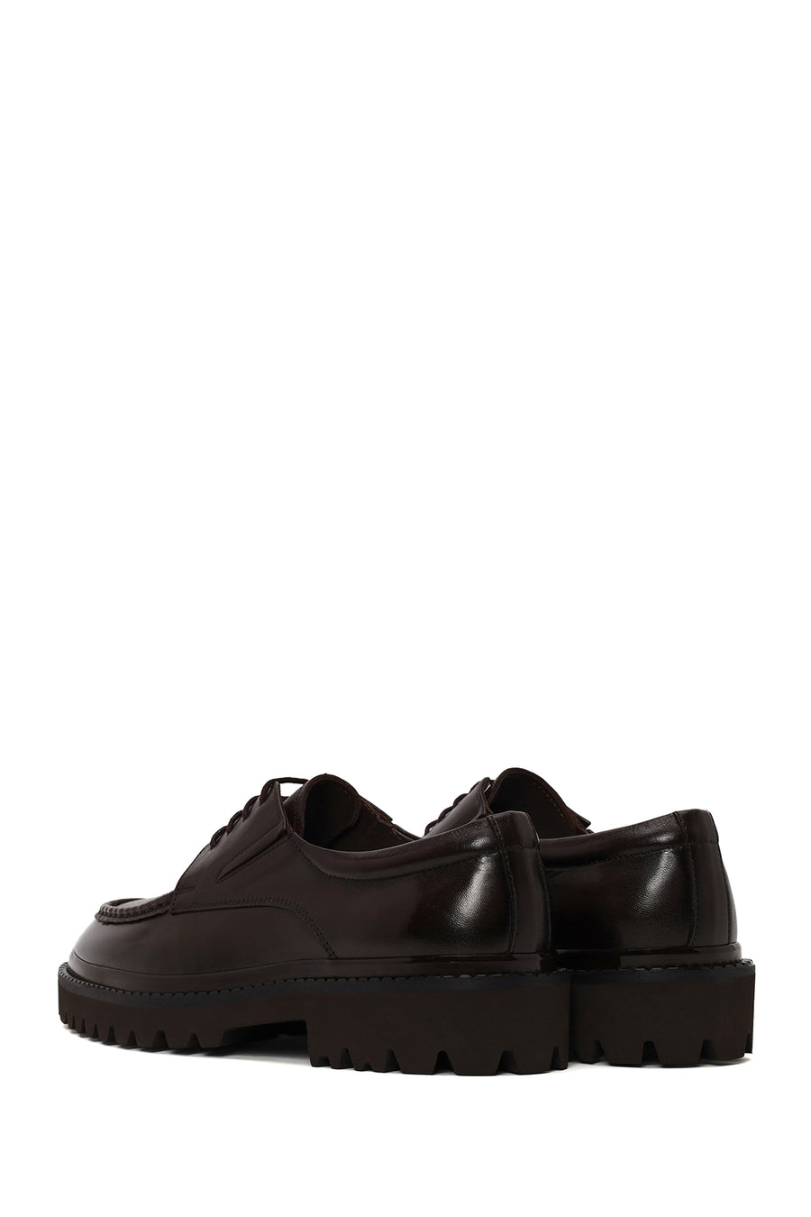 Male Brown Lace-Up Thick-Soled Leather Casual Shoe