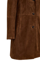 Tara Women's Brown Suede Leather Coat | Derimod