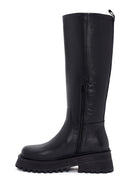 Women's Black Zippered Leather Boots | Derimod