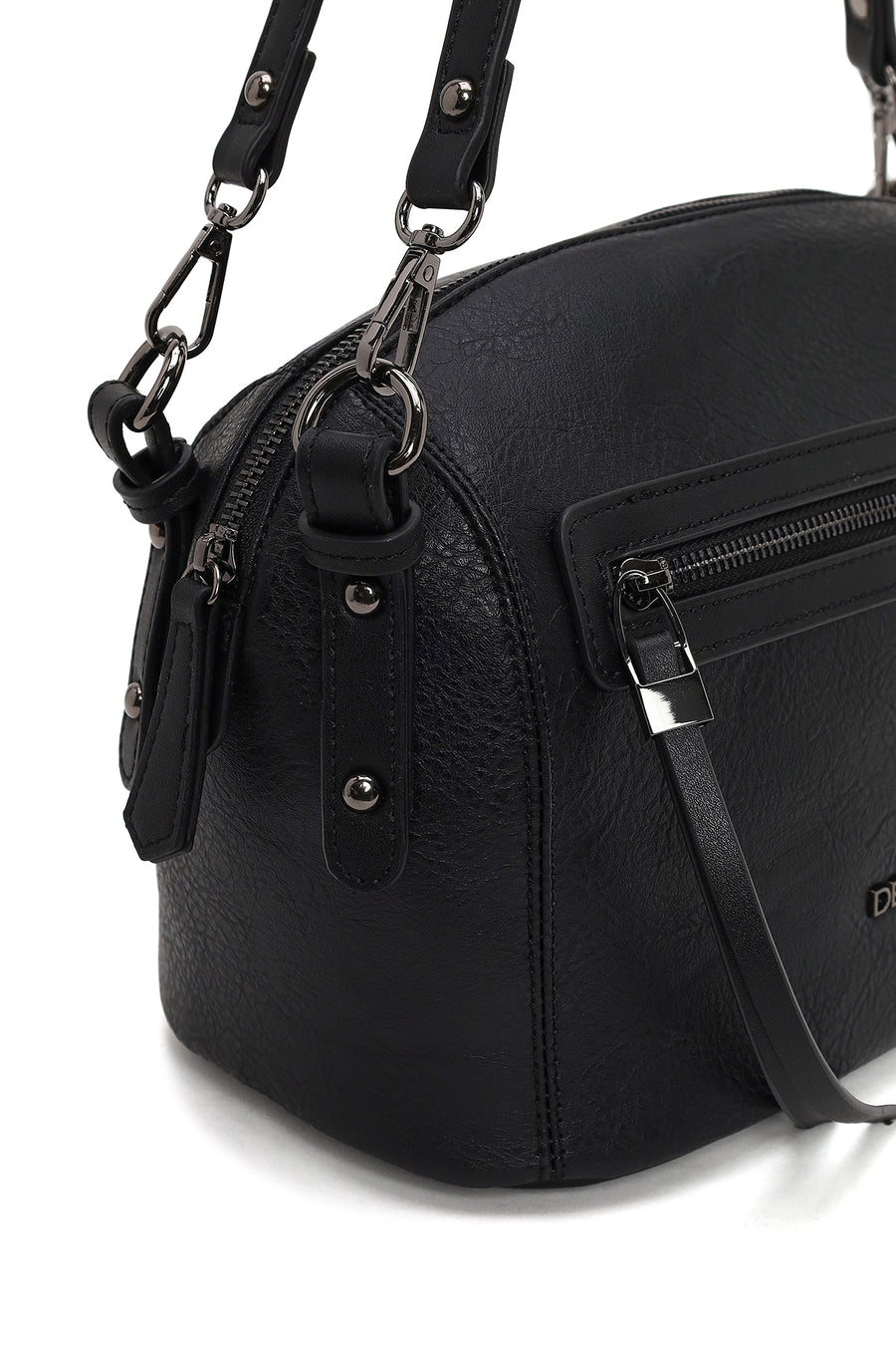 Woman Black Long-Strap Crossbody Bag