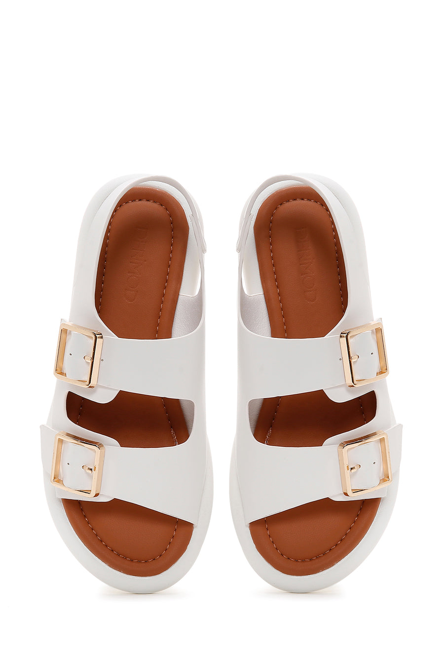 Women's White Double Buckle Sandals