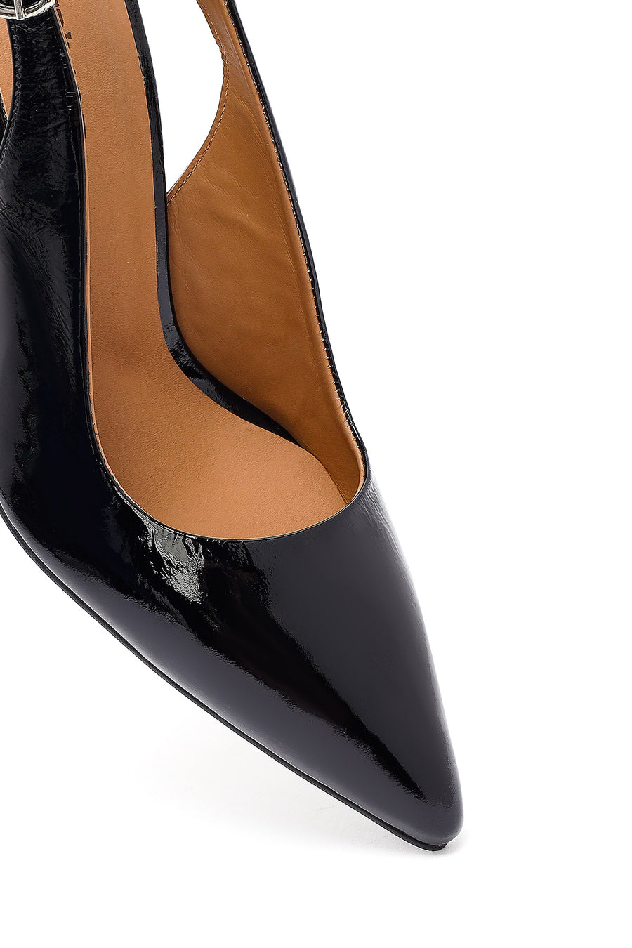Woman Black Backless Chunky-Heeled Leather Shoes