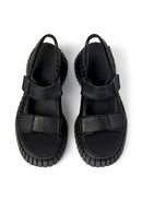 Camper Women's Black Bcn Thick Soled Leather Sandals | Derimod