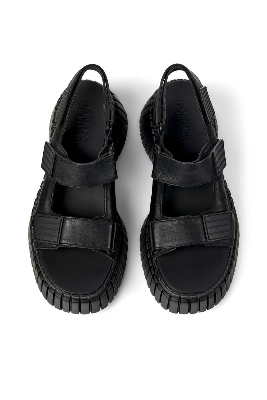 Camper Women's Black Bcn Thick Soled Leather Sandals