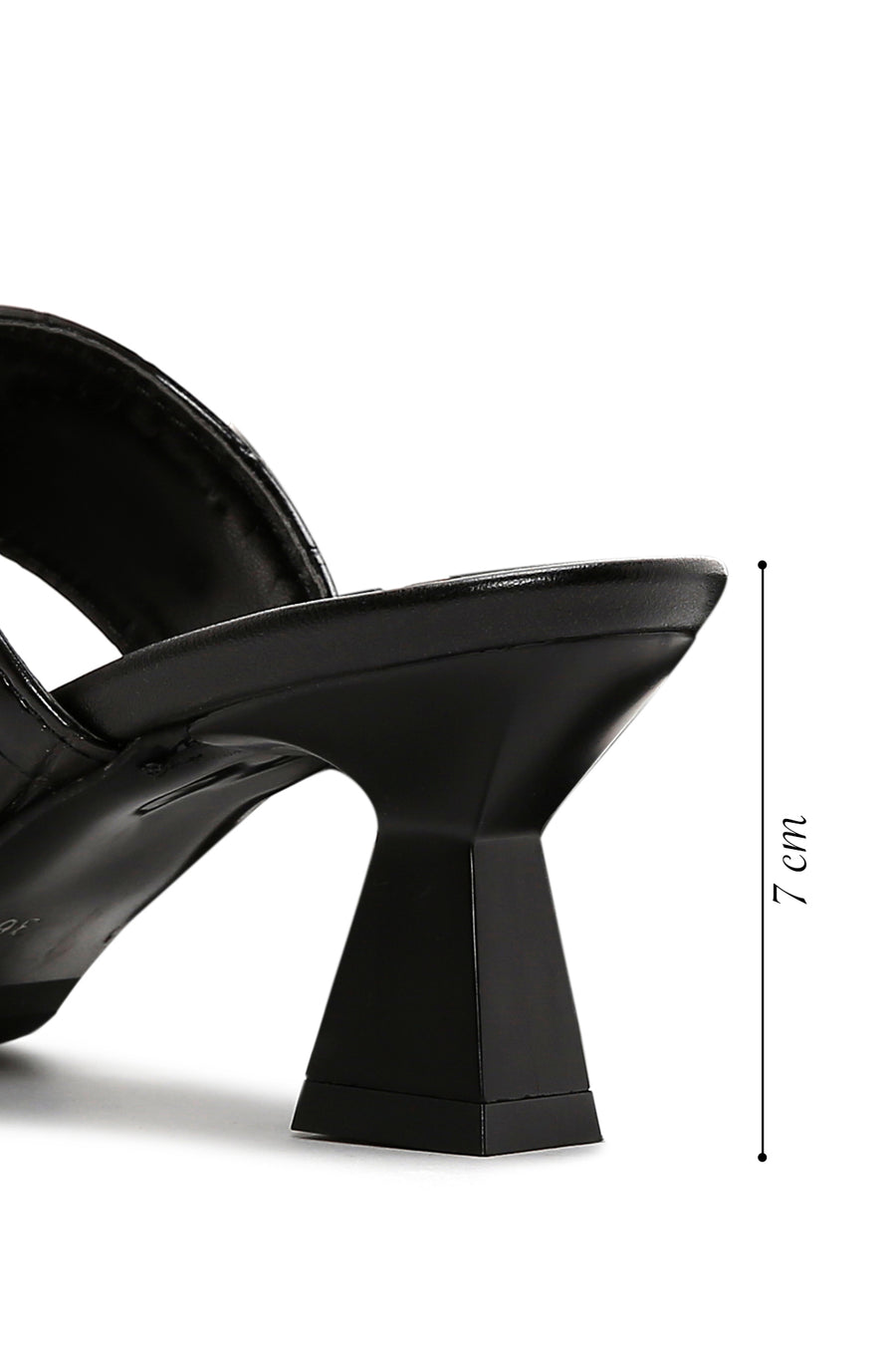 Women's Black Thick Heel Crocodile Slippers