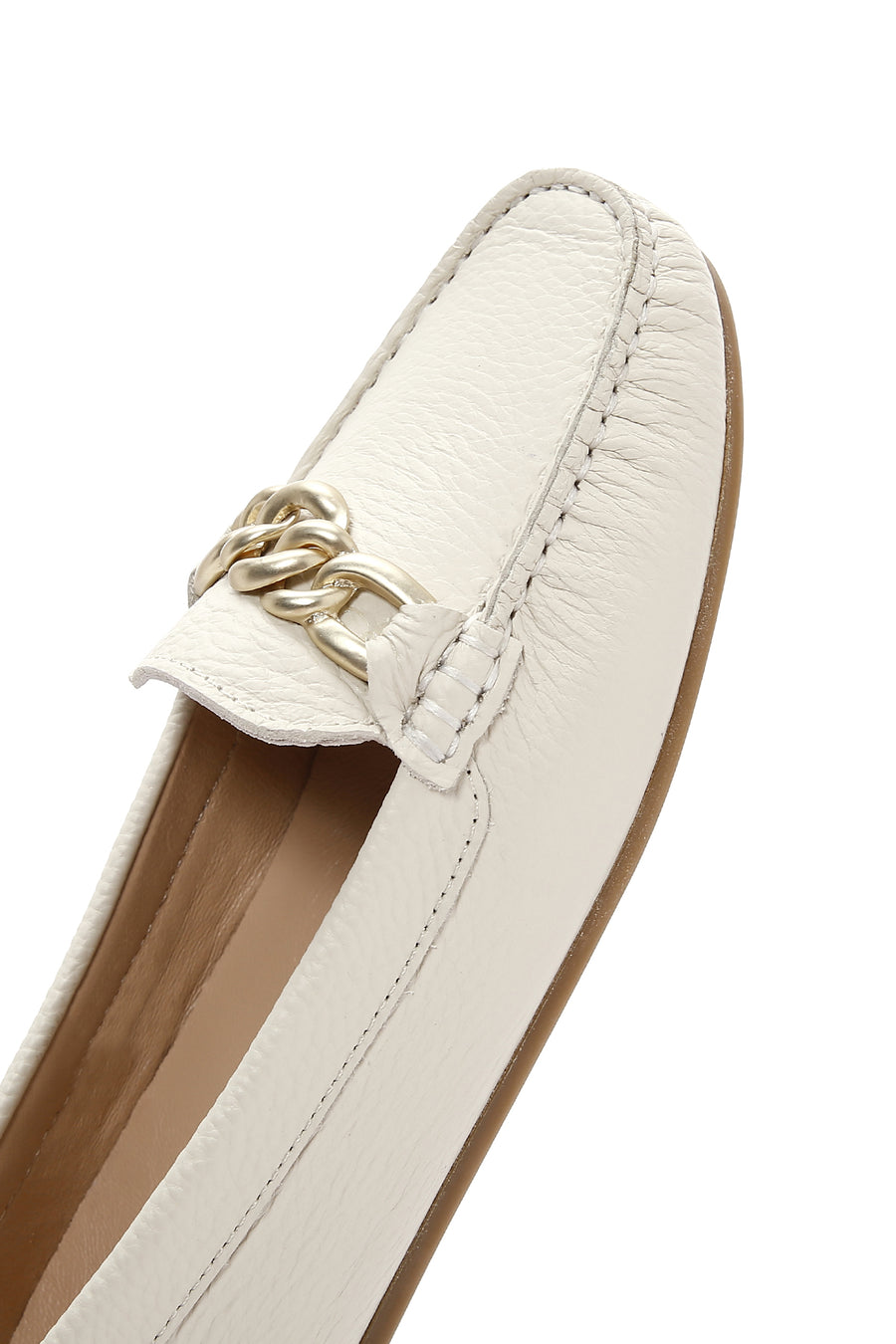 Kadın Bej Toka Detaylı Deri Casual Loafer