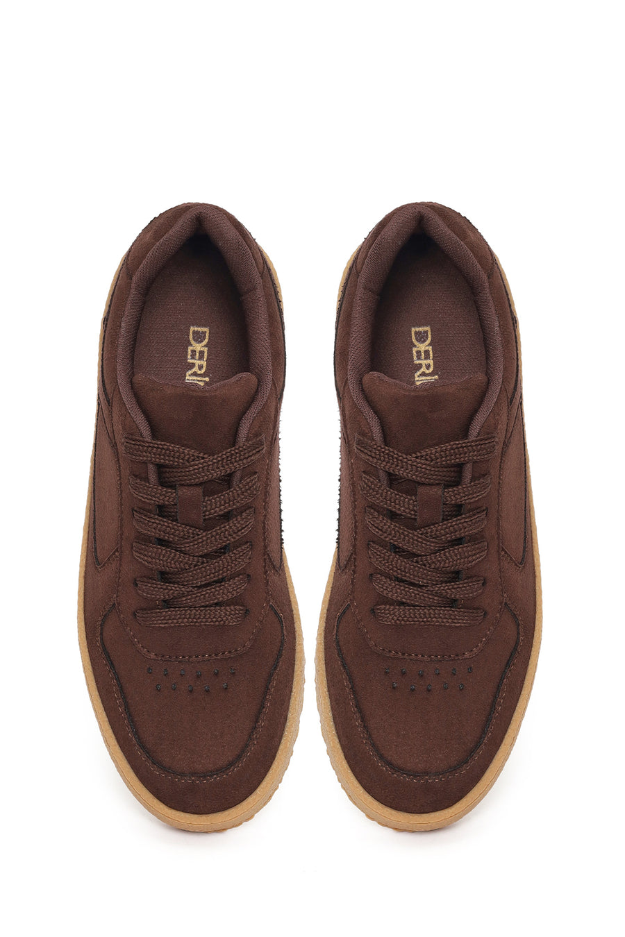 Kadın Kahverengi Bağcıklı Süet Sneaker