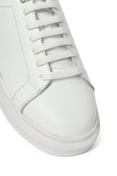 Women's White Lace-up Thick-Sole Leather Sneaker | Derimod