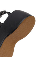 Women's Black Double Buckle Thick-Soled Braided Sandals | Derimod