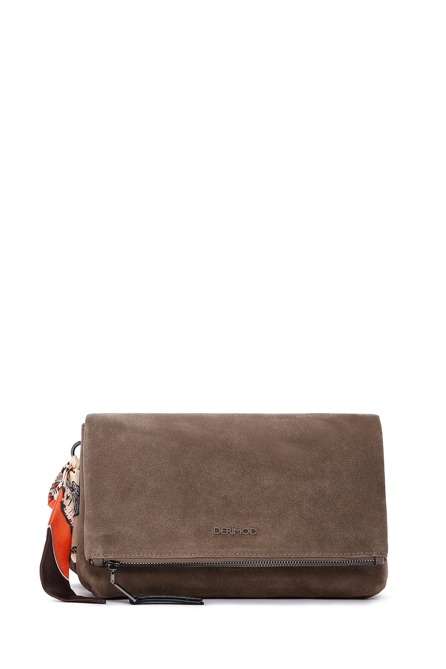 Women's Mink Long Strap Accessory Detailed Suede Crossbody Bag