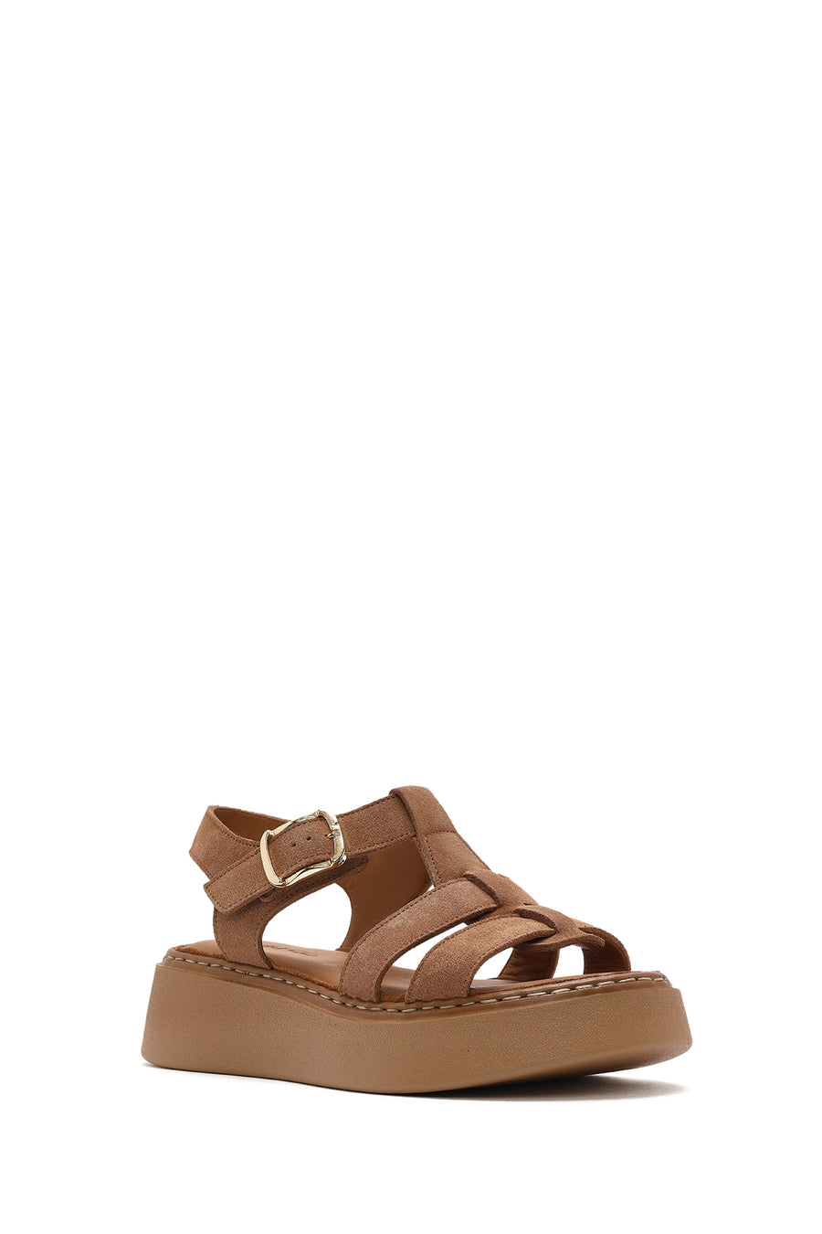 Women's Dark Powder Pink Ankle Buckle Chunky Sole Suede Leather Comfort Sandals