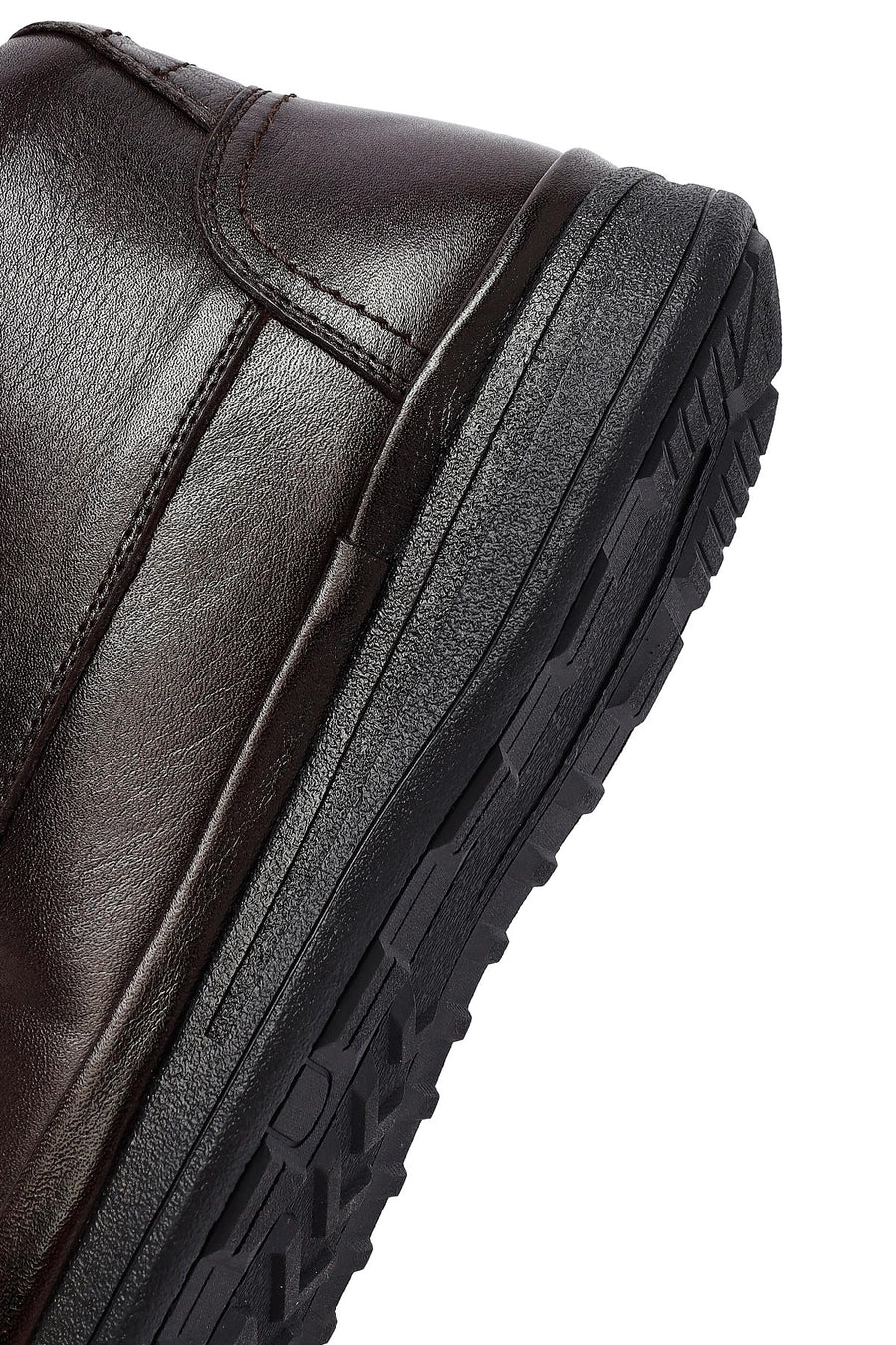 Male Brown Zip Closure Leather Boots