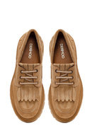 Woman Camel Lace-Up Thick-Soled Suede Casual Shoes | Derimod