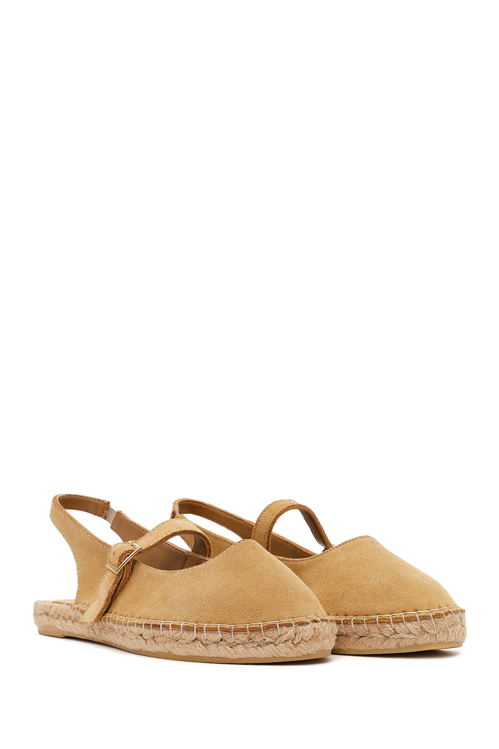 Kadın Camel Tokalı Süet Deri Espadril