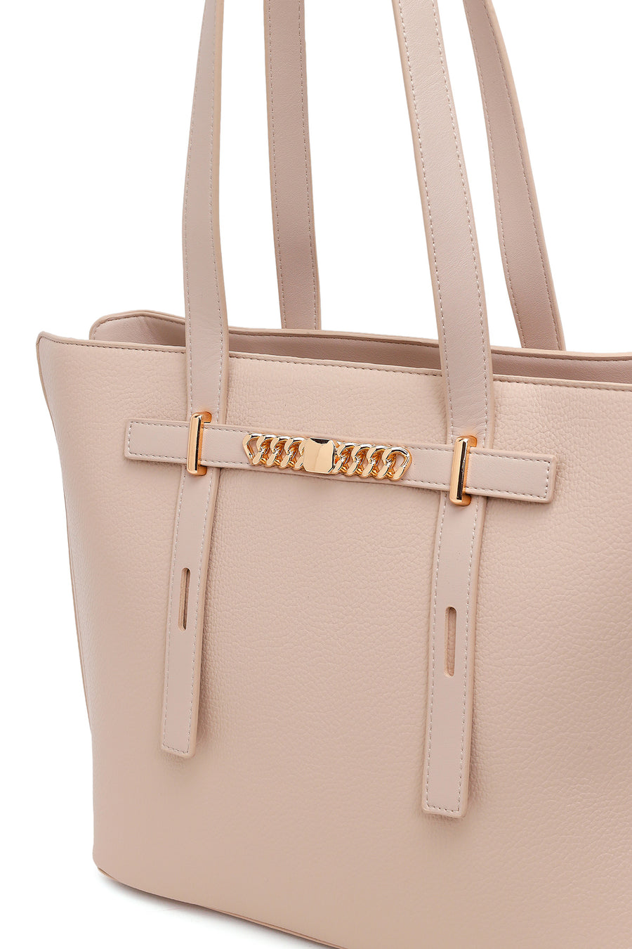 Woman Cream Long-Strap Shoulder Bag