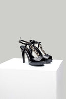 Women's Heeled Leather Sandals with Metal Detail | Derimod