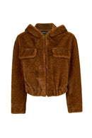 Arosa Kadın Camel Kapüşonlu Oversize Teddy Mont | Derimod