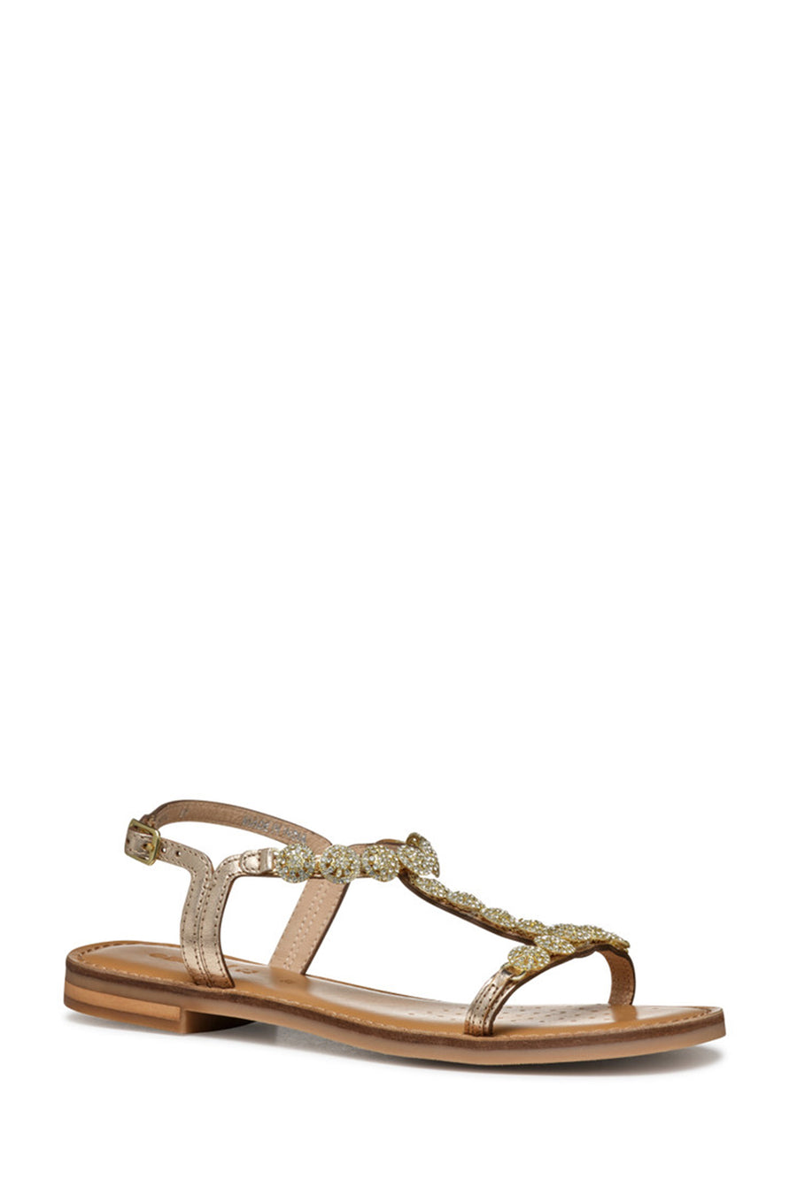 Geox Women Gold Maddalusia C Stone Metallic Leather Sandal