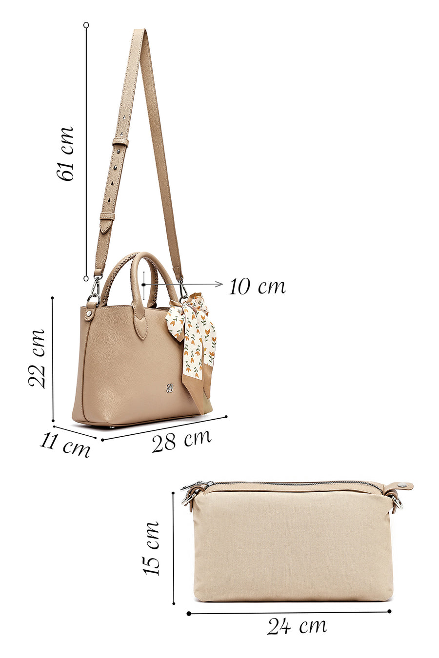 Women's Beige Long Strap Shoulder Bag