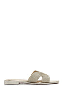Women's Gold Metallic Knitted Slippers | Derimod