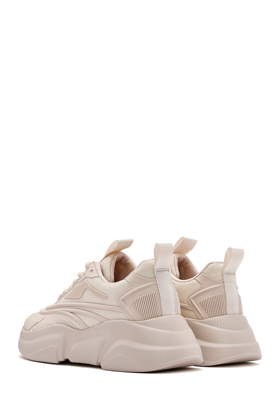 Kadın Bej Bağcıklı Kalın Tabanlı Sneaker