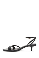 Women's Black Ankle Strap Heeled Patent Leather Sandals | Derimod