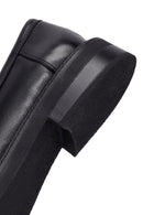 Woman Black Buckled Leather Masculine Loafer | Derimod
