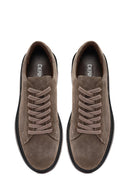 Erkek Vizon Bağcıklı Kalın Tabanlı Süet Deri Sneaker | Derimod